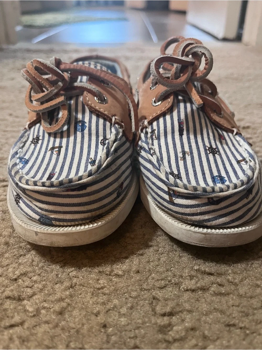 Sperry Kids Nautical Stripe Boat Shoes - Blue & Tan